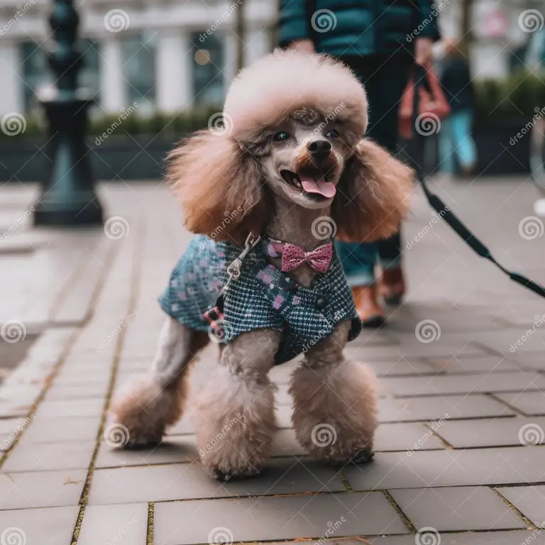 poodle-wearing-blue-shirt-pink-bow-tie-generative-ai-poodle-wearing-blue-shirt-pink-bow-tie-generative-ai-